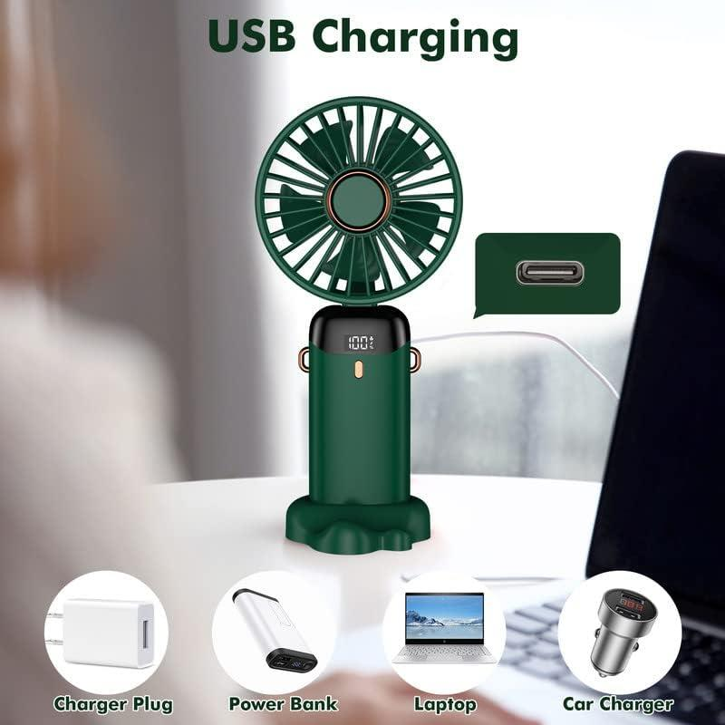 Handheld Mini Fan Strong Wind USB Rechargeable Fan 180° Adjustable Head