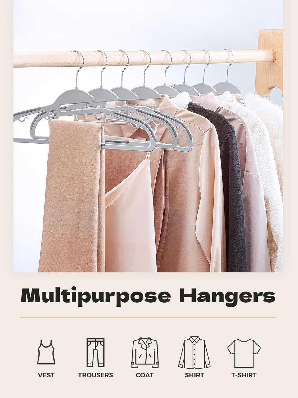 Belofay 80 Pack White Plastic Coat Hangers Non Slip Heavy Duty Adult Clothes