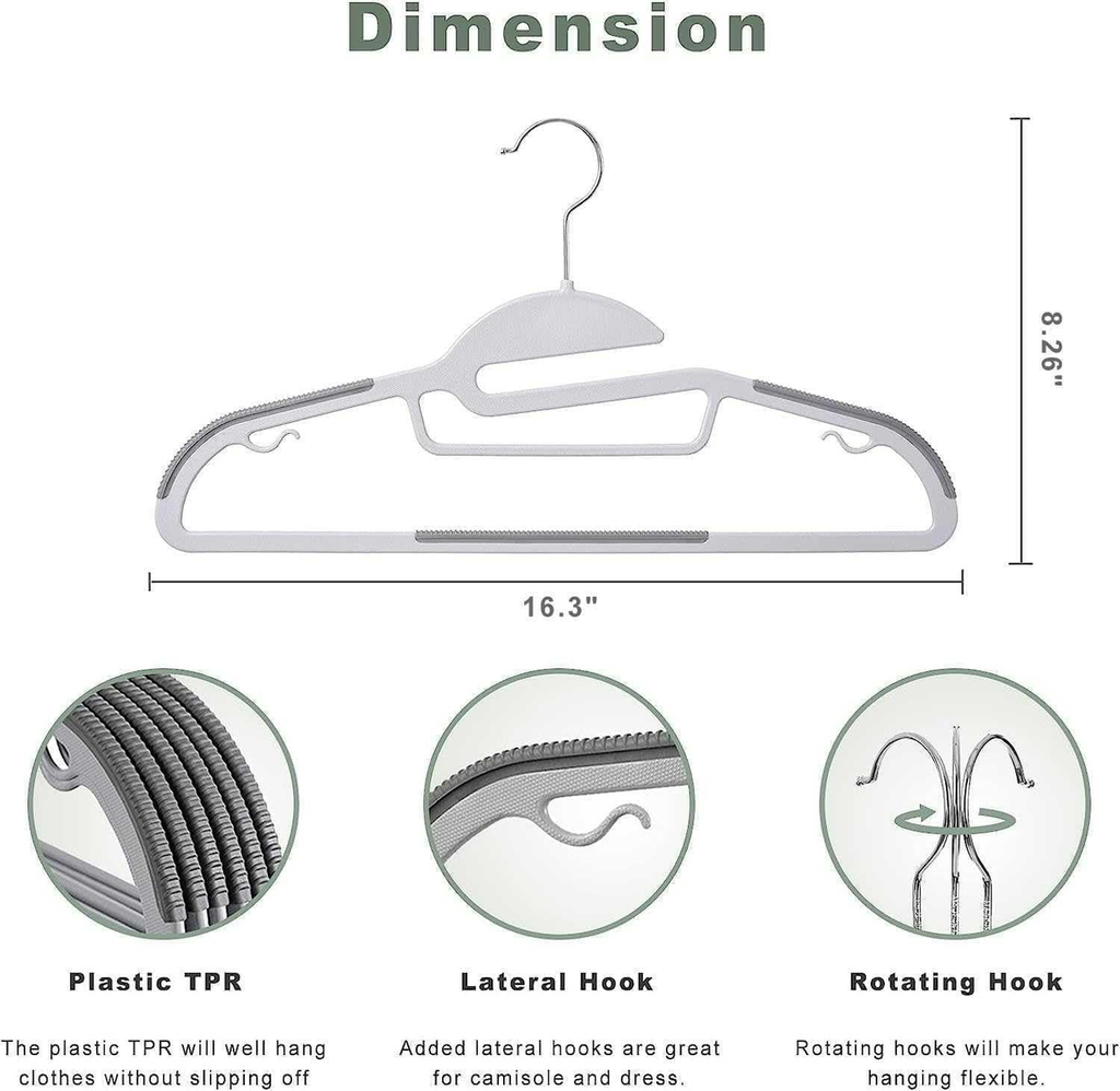 Belofay 80 Pack White Plastic Coat Hangers Non Slip Heavy Duty Adult Clothes