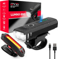 Dyzi Bike Lights - USB Rechargeable Ultra Bright Front & Back Bike Light Sets - 4 Light Modes With Daylight Sensor - Easy to Fit and Mount LED Bicycle Lights
