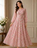 Pink Floral After Wash Soft Arganza Net Gown