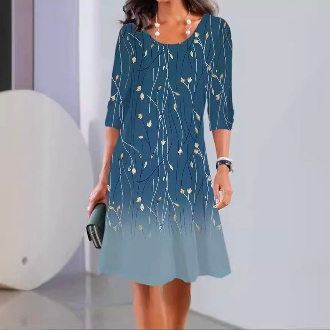 Women Long Sleeve Printed Dress Winter New Collection