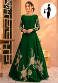 Green Embroidered Maxi Dress for Women Party Wear