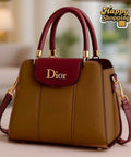 Women's Mustard Leather Shoulder Bag 9x11x9"