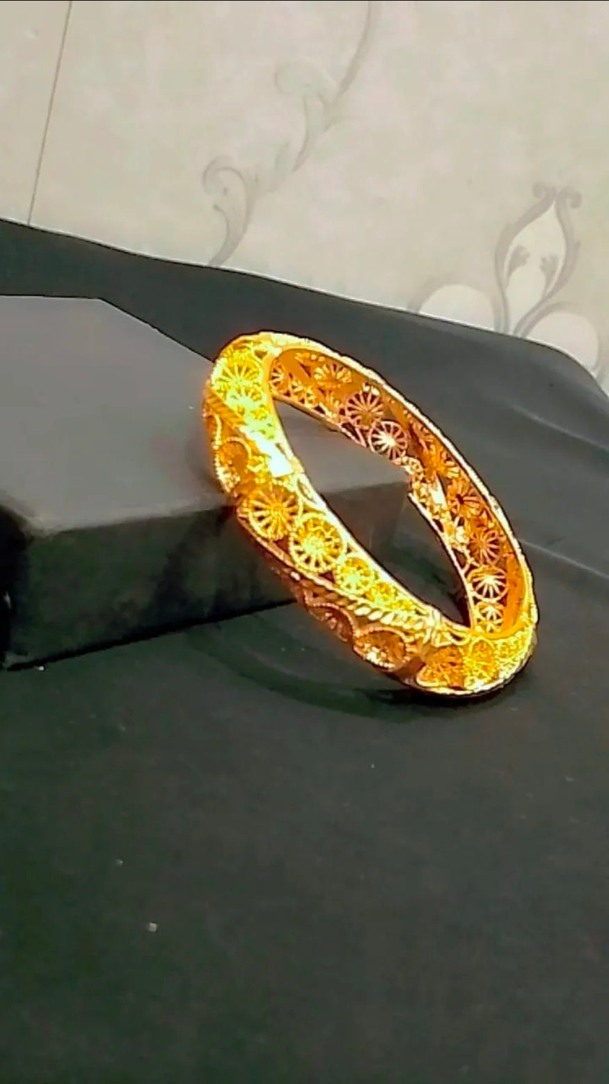 Golden Screw Bangle with Stones for Daily Wear