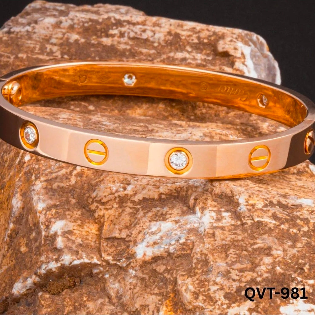 Golden Screw Bangle with Stones for Daily Wear