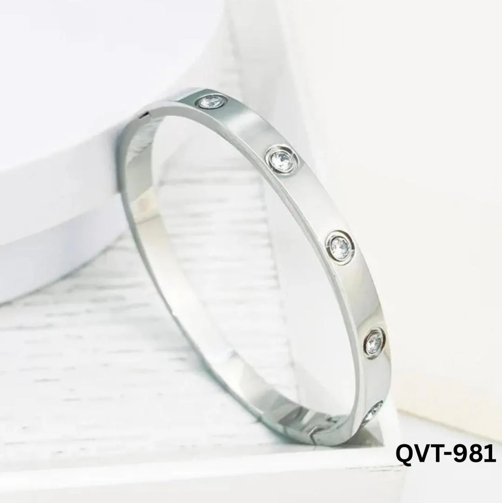 Golden Screw Bangle with Stones for Daily Wear