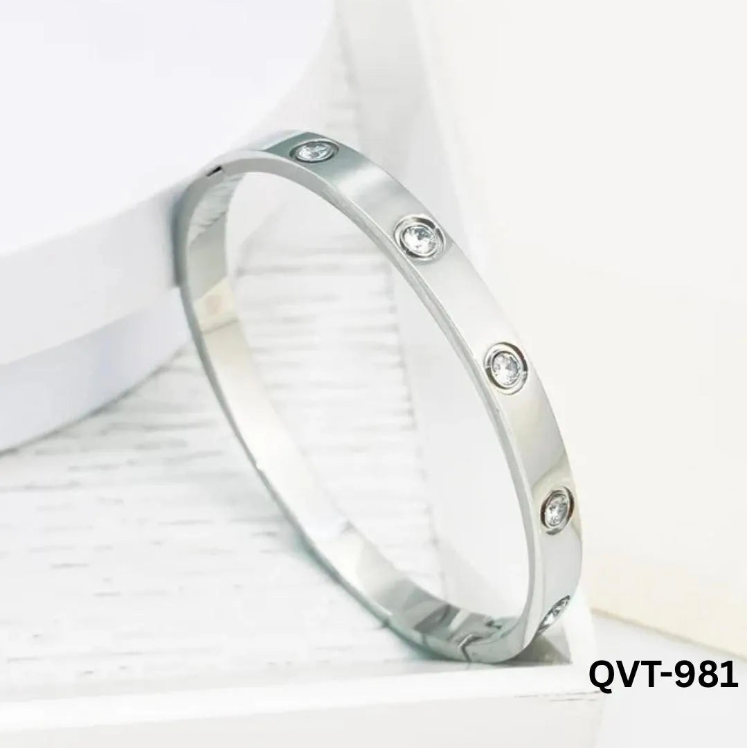 Golden Screw Bangle with Stones for Daily Wear