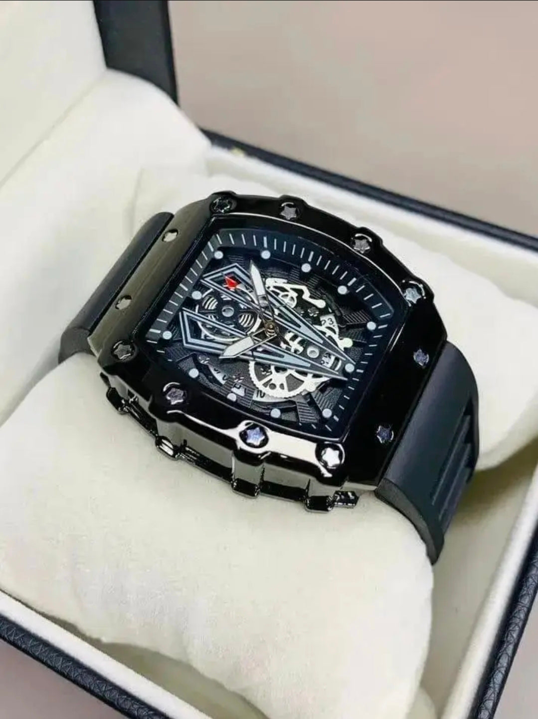 Richard Black Belt Skeleton Watch