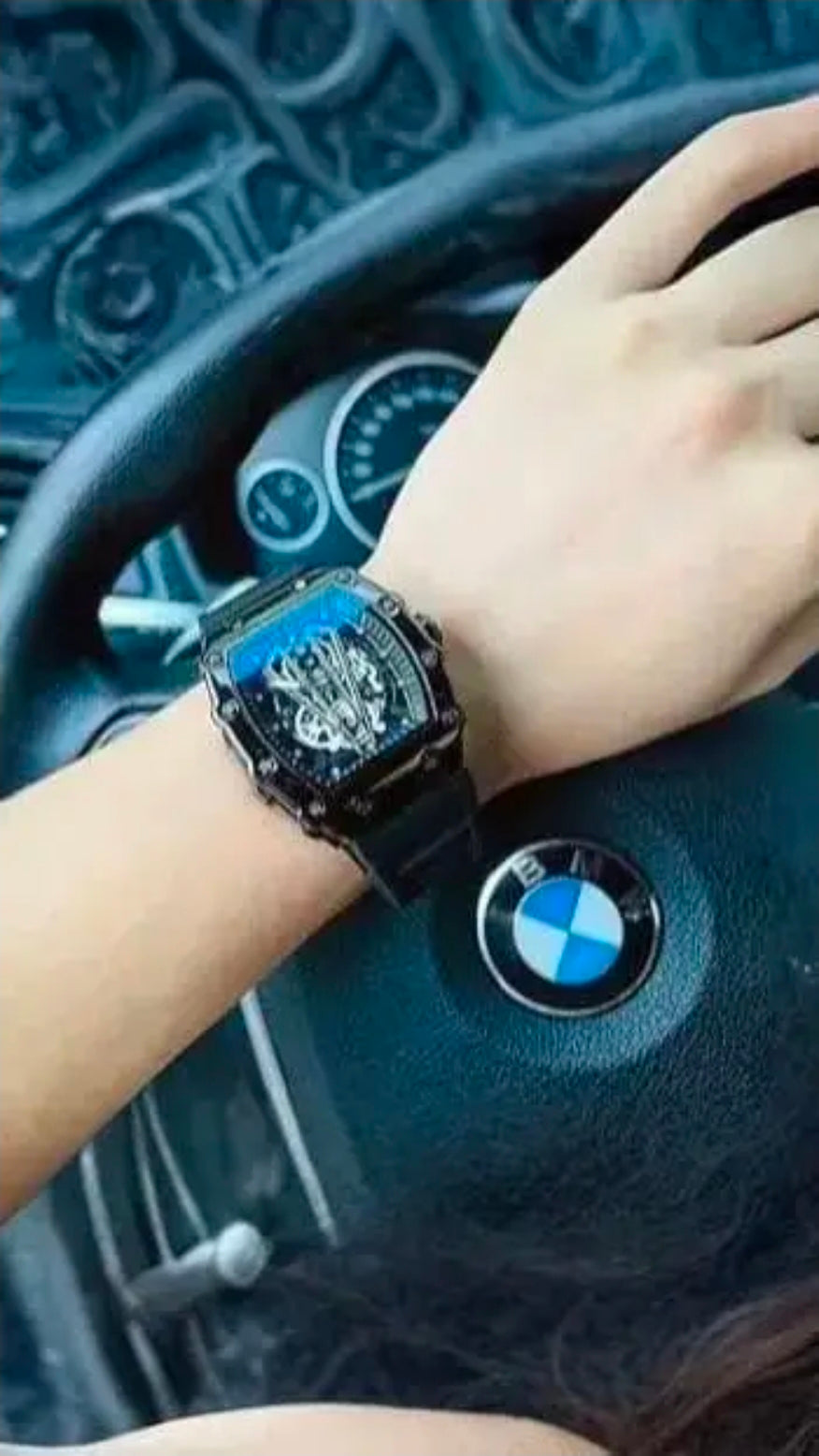 Richard Black Belt Skeleton Watch