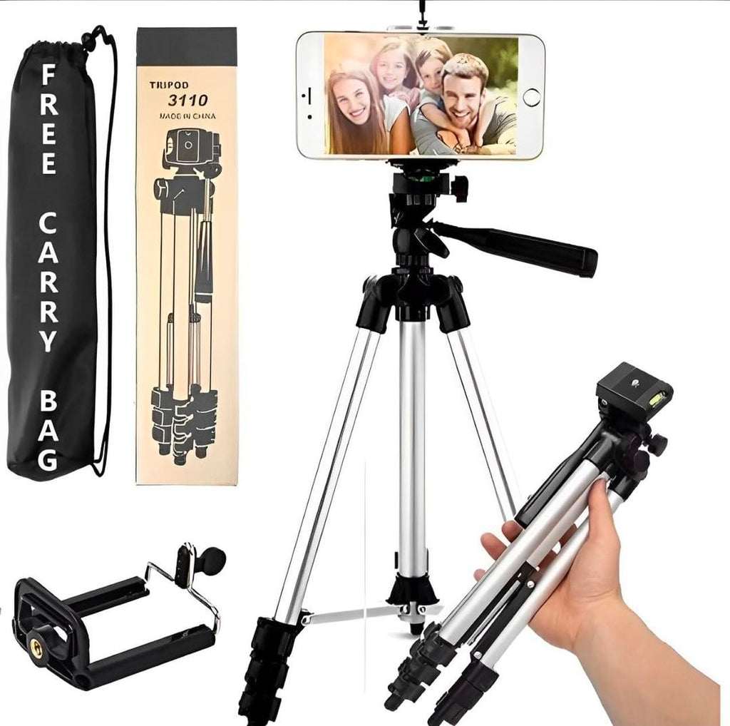 Portable Tripod Stand with Mic & Light Black