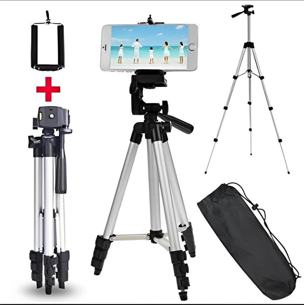 Portable Tripod Stand with Mic & Light Black