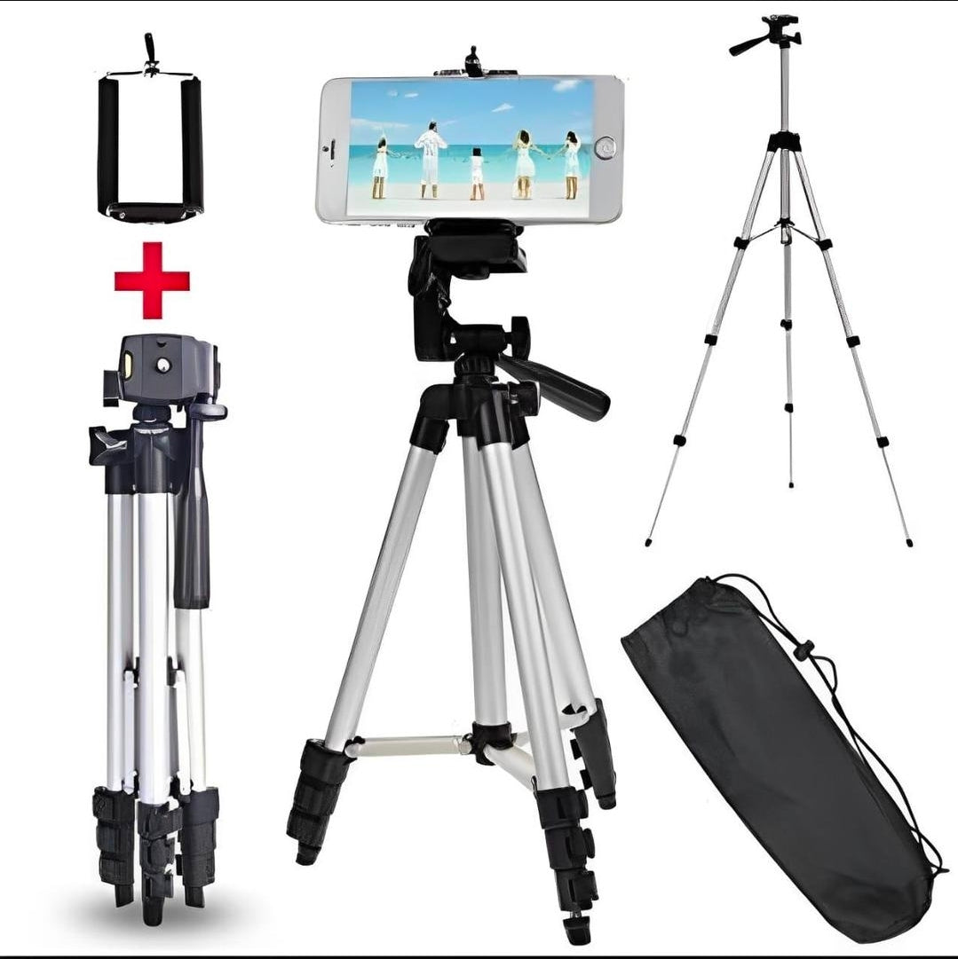Portable Tripod Stand with Mic & Light Black