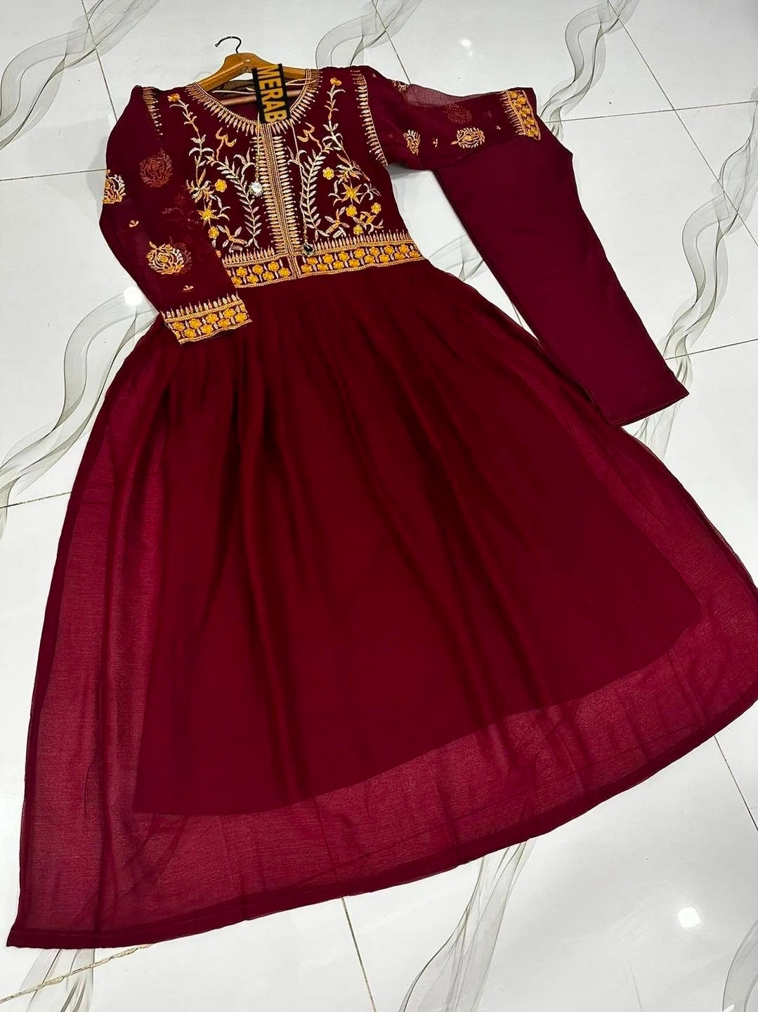 Red Embroidered Lehenga Set for Women